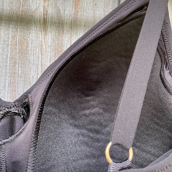 Land's End Women's Side-Tie V-Neck Wrap Adjustable Black Tankini Swimsuit Top 12 - Picture 8 of 11